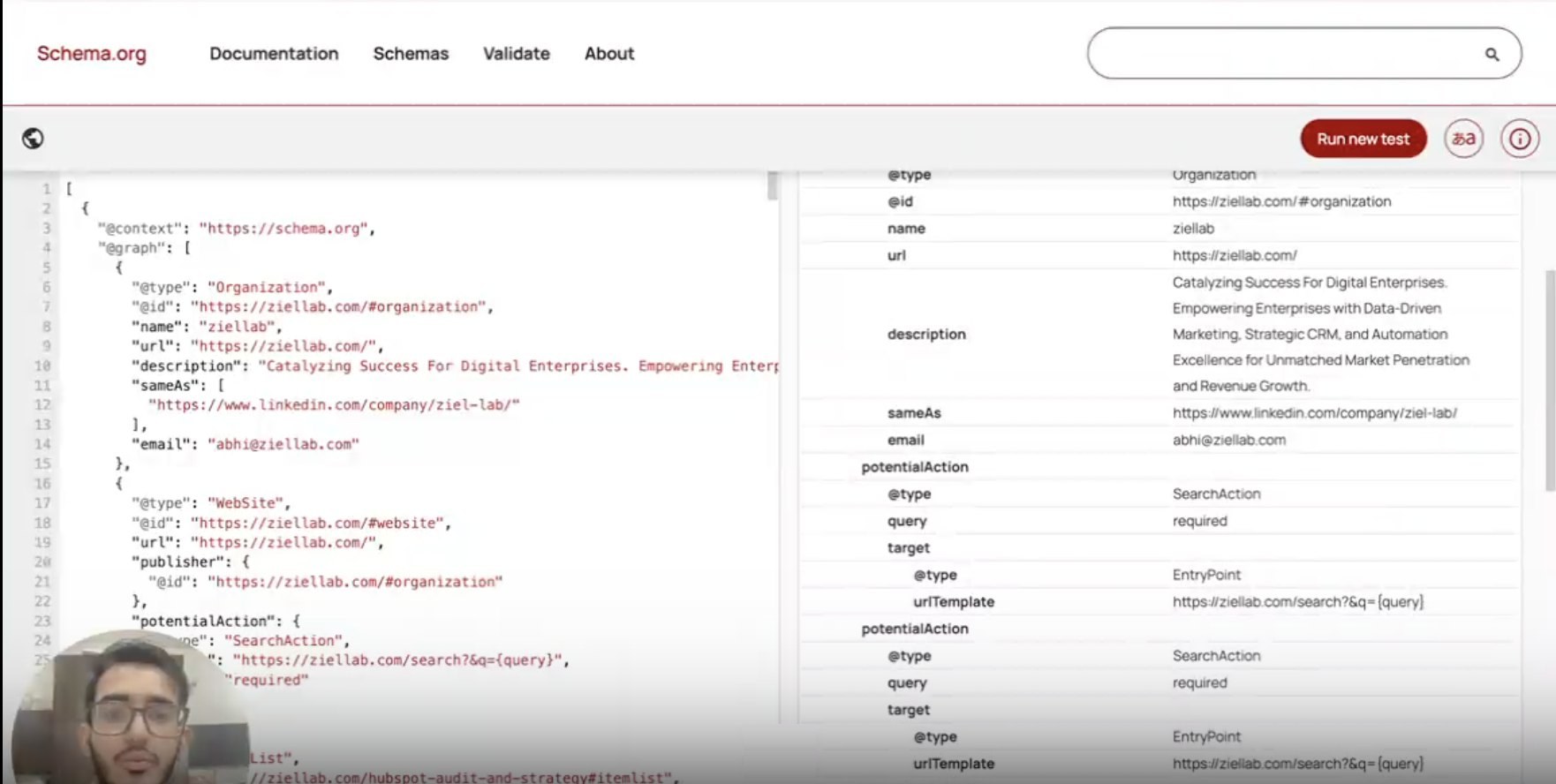 Generated schema validating clean in the Schema.org validator